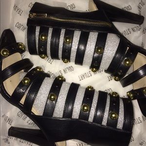 Colin Stuart Studded Black & Gold Heels